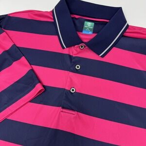 Pro Tour Polo Shirt Mens XL Pink Navy Coolplay Golf Performance Moisture Wicking